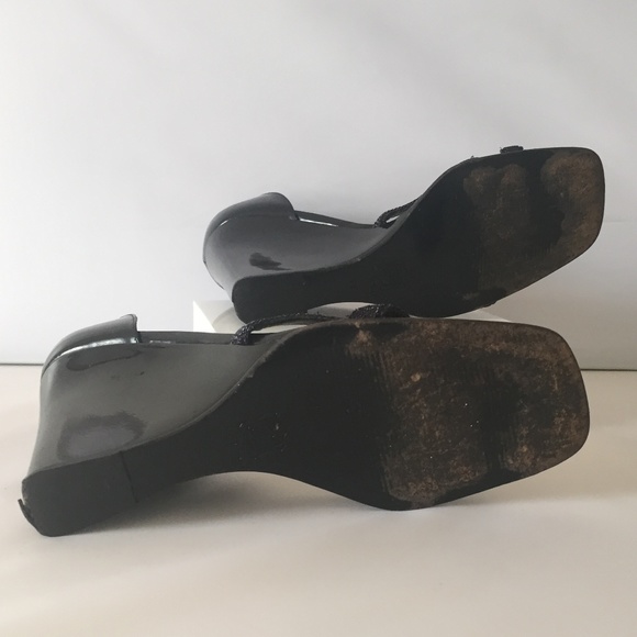 Gianni Versace Black Wedge Heels. Vintage - Picture 6 of 8